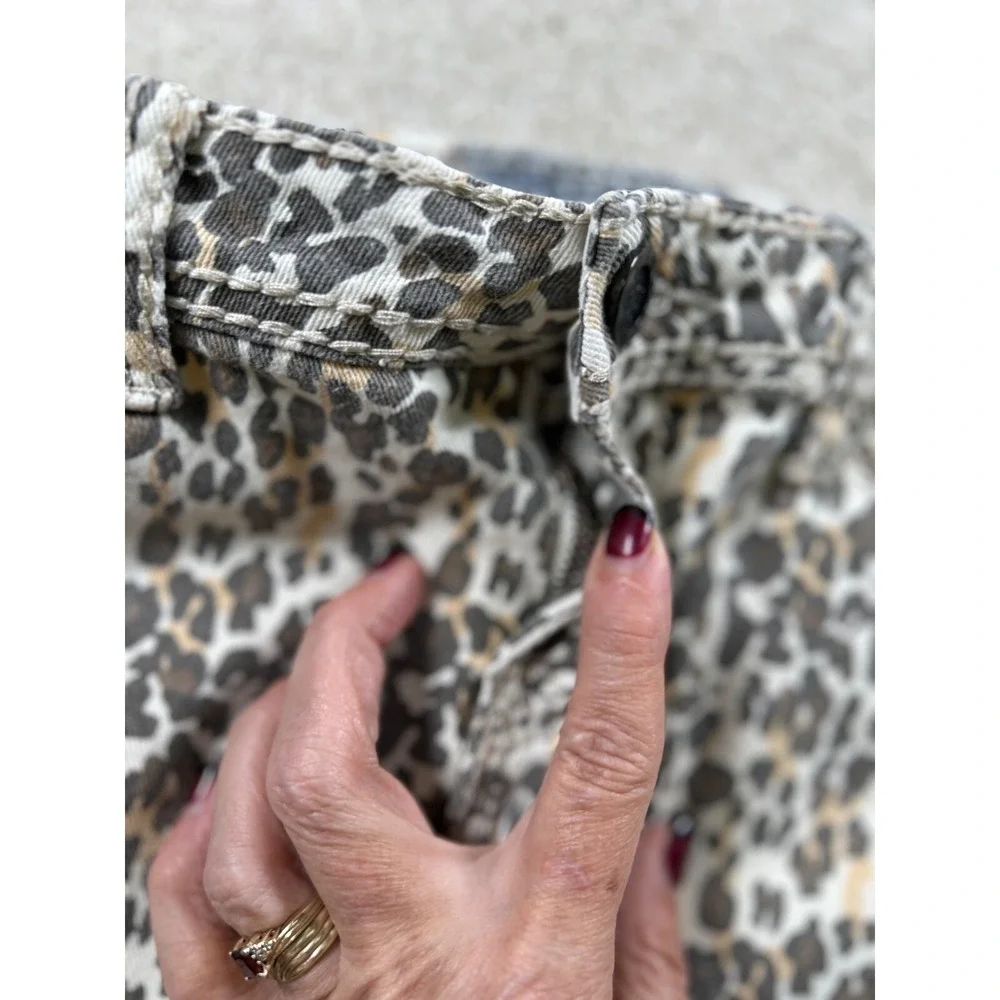 Hot Kiss Womens Size 8 Skylar Skirt Leopard Min Mobwife Raw Hem Thick‎ Stitch